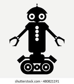 amphibious robot, icon, flat illustration isolated on white background