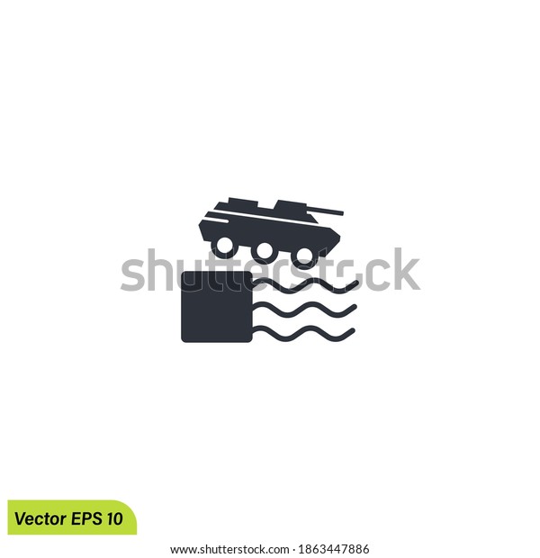 amphibious vehicle jumps in water icon sign vector logo\
template 