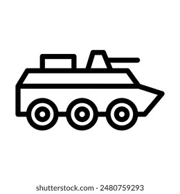 Amphibious vehicle Vector Line Icon Design