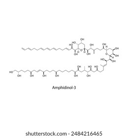 Amphidinol-3 skeletal structure diagram. compound molecule scientific illustration.