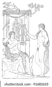 Amphion and Zethus - Vintage illustration from Meyers Konversations-Lexikon 1897