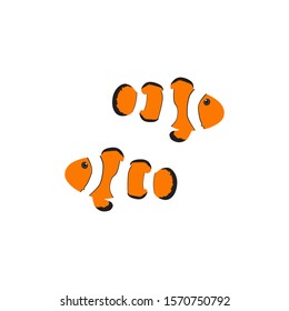 Amphiprion cartoon fish orange white black fish vector