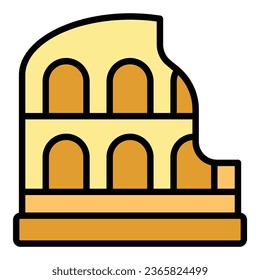 Amphitheater architecture icon outline vector. Ancient work. Hall stadium color flat