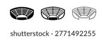 Amphitheater or Auditorium Icon Set - Solid, Outline, and Detailed Line Art Vector Illustrations
