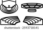 amphitheater icon set, arena vector pack, stadium outline illustration