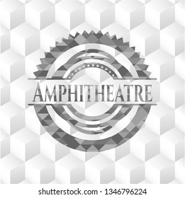 Amphitheatre grey emblem. Vintage with geometric cube white background