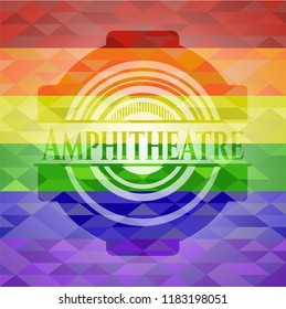 Amphitheatre on mosaic background with the colors of the LGBT flag