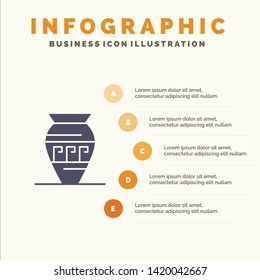 Amphora, Ancient Jar, Emojis, Jar, Greece Solid Icon Infographics 5 Steps Presentation Background