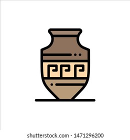 Amphora, Ancient Jar, Greece, Jar  Flat Color Icon. Vector icon banner Template. Vector Icon Template background
