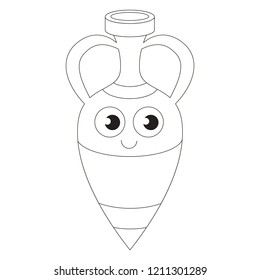 Amphora cartoon. Outlined illustration with thin line black stroke