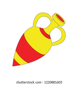 Amphora cartoon. Outlined illustration with thin line black stroke