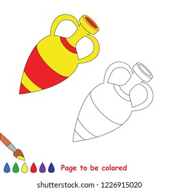 Amphora Clay Vase to be colored, the coloring book for preschool kids with easy educational gaming level.