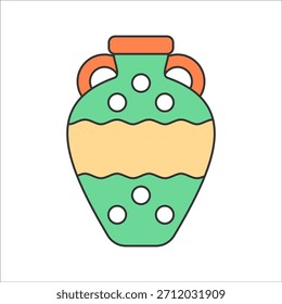 Ánfora Estilo de diseño plano, antiguo jarrón de dos mangos, que representa la cerámica y la arqueología, ideal para museos, antigüedades o visuales culturales.