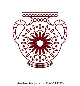 amphora floral decoration icon isolated