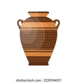 Amphora for grain and liquid. Ancient Greek pottery and vases cartoon illustration. Grecian earthenware concept