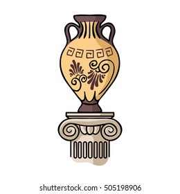 Amphora icon in cartoon style isolated on white background. Museum symbol stock vector illustration.