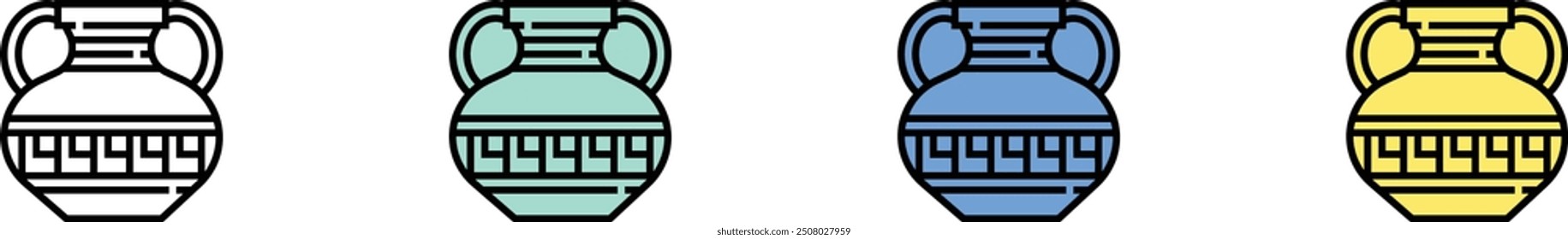 amphora icon. Outline, Green, Blue and Yellow Style Design Isolated On White Background