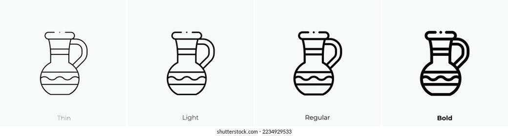 amphora icon. Thin, Light Regular And Bold style design isolated on white background