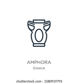 Amphora icon. Thin linear amphora outline icon isolated on white background from greece collection. Line vector sign, symbol for web and mobile