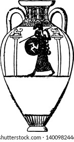Amphora son jarras con cuello estrecho y dos mangos usados por los antiguos griegos para transportar petróleo o vino usados en grandes cantidades para el transporte y almacenamiento de varios productos de dibujo de línea de vintage