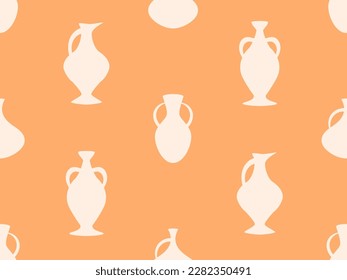 Amphora seamless pattern in vintage style. Ancient Greek jugs and amphoras. Amphora design for posters, wallpapers and printed matter. Vector illustration