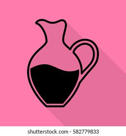 Amphora sign. Black icon with flat style shadow path on pink background.