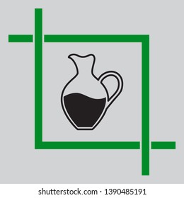 Amphora sign. Black icon inside green crop tool at light gray background
