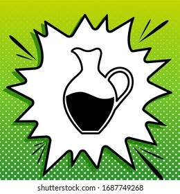 Amphora sign. Black Icon on white popart Splash at green background with white spots. Illustration.