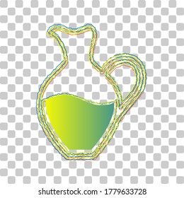Signo de ánfora. Icono de degradado de azul a verde con cuatro contornos de ancho sobre fondo transparente elegante. Ilustración.