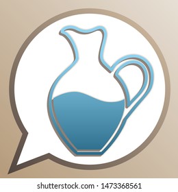 Amphora sign. Bright cerulean icon in white speech balloon at pale taupe background. Illustration.