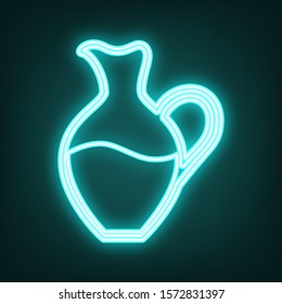 Amphora sign. Cyan neon icon in the dark. Bluring. Luminescence. Illustration.