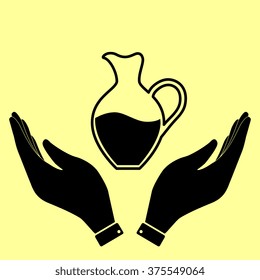 Amphora sign. Flat style icon vector illustration.