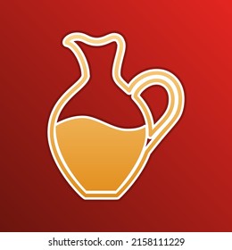 Amphora sign. Golden gradient Icon with contours on redish Background. Illustration.