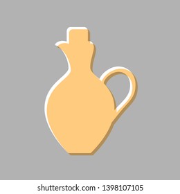 Amphora sign illustration. Emboss effect with light orange icon on gray background.
