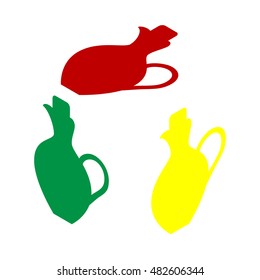 Amphora sign illustration. Isometric style of red, green and yellow icon.