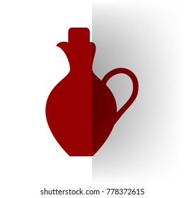Amphora sign illustration. Vector. Bordo icon on white bending paper background.