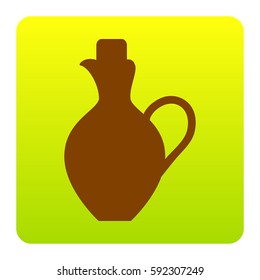 Amphora sign illustration. Vector. Brown icon at green-yellow gradient square with rounded corners on white background. Isolated.