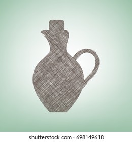 Amphora sign illustration. Vector. Brown flax icon on green background with light spot at the center.