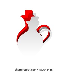 Amphora sign illustration. Vector. Detachable paper icon with red body stock. Isolated.