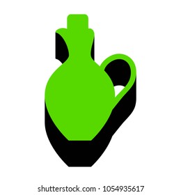 Amphora sign illustration. Vector. Green 3d icon with black side on white background. Isolated.