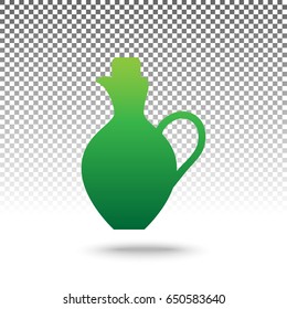 Amphora sign illustration. Vector. Green gradient icon with shadow at bottom on transparent and white background.