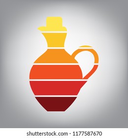 Amphora sign illustration. Vector. Horizontally sliced icon with colors from sunny gradient in gray background.