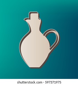 Amphora sign illustration. Vector. Icon printed at 3d on sea color background.