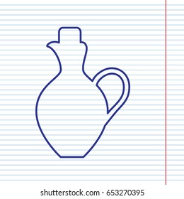 Amphora sign illustration. Vector. Navy line icon on notebook paper as background with red line for field.