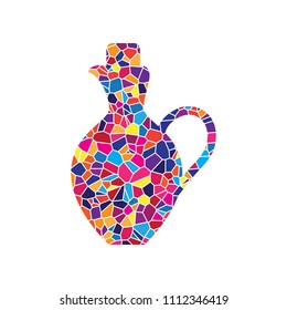 Amphora sign illustration. Vector. Stained glass icon on white background. Colorful polygons. Isolated.