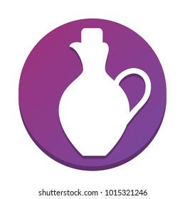 Amphora sign illustration. Vector. White icon with flat shadow on purpureus circle at white background. Isolated.