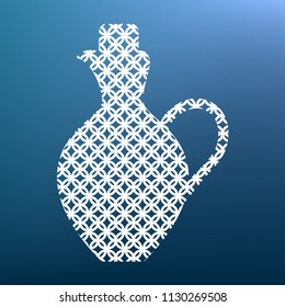 Amphora sign illustration. Vector. White textured icon at lapis lazuli gradient background.