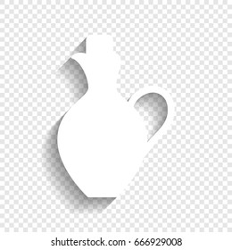 Amphora sign illustration. Vector. White icon with soft shadow on transparent background.