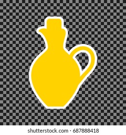 Amphora sign illustration. Vector. Yellow icon with white contour on dark transparent background.
