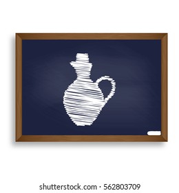 Amphora sign illustration. White chalk icon on blue school board with shadow as background. Isolated.